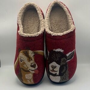L.L. Bean Women's Cozy Animal Goat Embroidered Clog Slippers Red Daybreak  10M